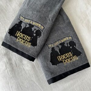 Disney Hocus Pocus Embroidered Grey and Black Hand Towels